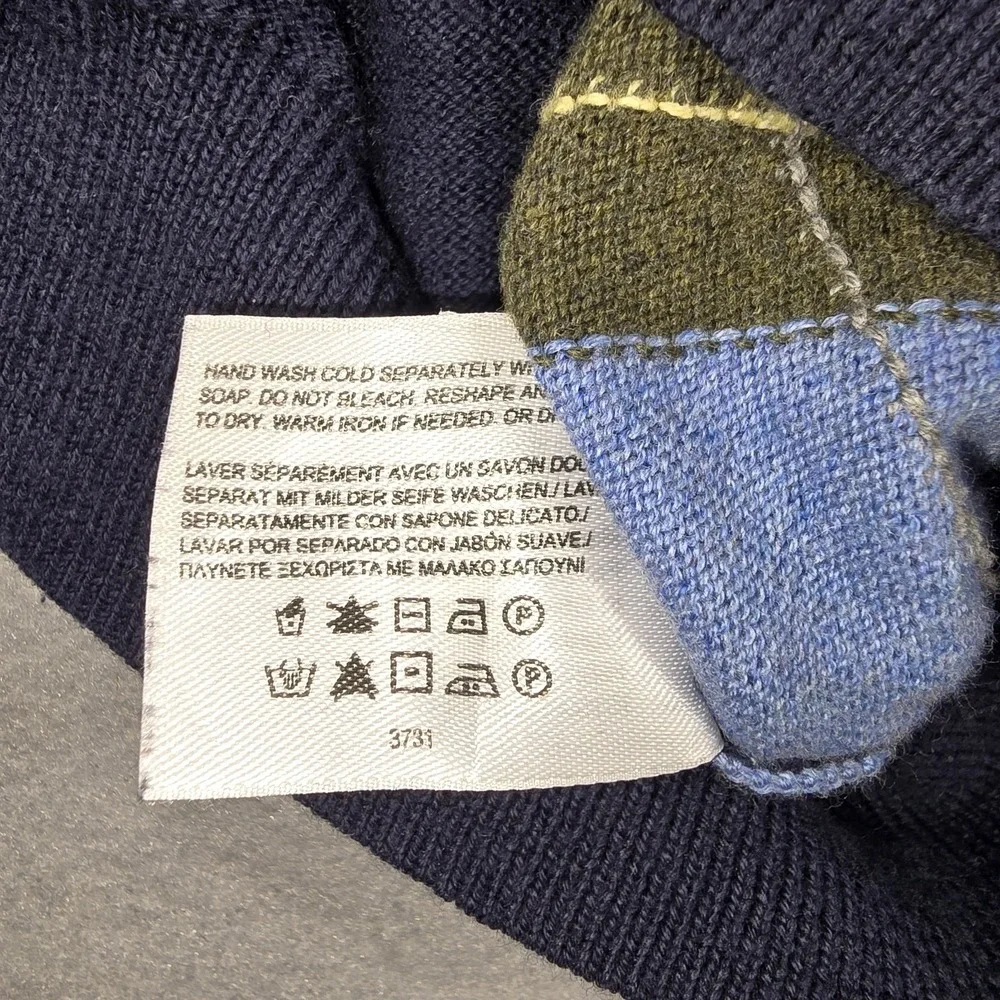 Brooks Brothers Mens‎ Small Blue Sweater Pullover Argyle Cotton Blend Crew Neck